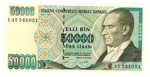 Turkey … P-204 … 50.000 Liras … L.1970 (1995) … Choice *UNC* … Prefix “L 47”🤩 - Picture 1 of 2