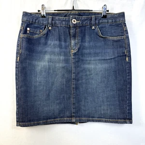 Tommy Hilfiger Jean Skirt Womens Sz 12 Mid Rise Medium Wash Stretch Denim Mini - Picture 1 of 8