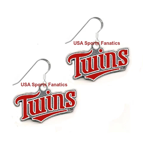 MLB - Minnesota Twins Team Logo Dangle Earrings on 925 Sterling Silver J Hooks Cover