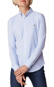 Polo Ralph Lauren Heidi Washed Oxford Cotton Blouse Shirt T-shirt Stripes S - Picture 1 of 12