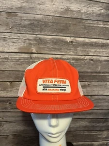 OLD VINTAGE ADVERTISING HAT SNAP BACK TRUCKER FARMER PATCH K-PRODUCTS VITA FERM - Picture 1 of 7
