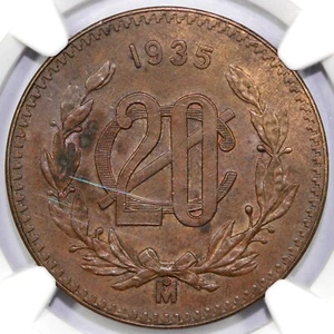 1935 20c Mexico Twenty Centavos NGC MS 63 BN - Picture 1 of 5