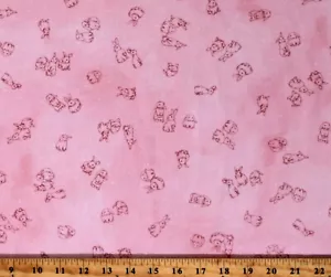 Cotton Bunnies Rabbits Bunny Lane Pink Cotton Fabric Print by the Yard D143.02 - Picture 1 of 1