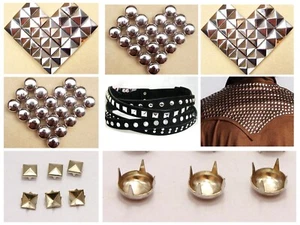 100 Silver Tone Metal Dome Square Claw Punk Studs Rivets Belt Leather Craft DIY - Picture 1 of 8