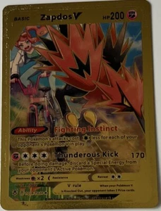 1x Basic Zapdos V Pokemon Gold Foil Card  TG19/TG30 TCG Deck Gold - Picture 1 of 2