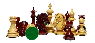 4.4" WELLINGTON Luxury Staunton Chess Pieces Only Set Budrose Wood & Boxwood - Image 1 of 4
