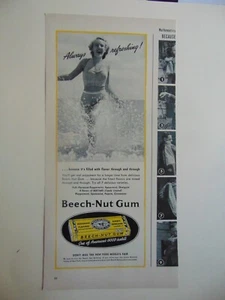1940 Beech-Nut Gum Always Refreshing woman splashes in sea vintage print ad - Picture 1 of 1
