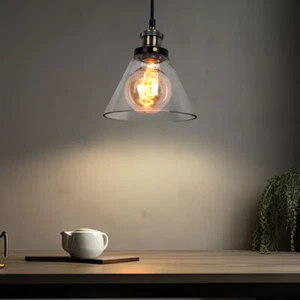 Hängeleuchte Pendelleuchte Pendellampe Industriell Metall schwarz Glas E27 110cm - Bild 1 von 6