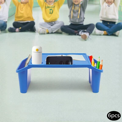 6 peças bandeja de mesa de colo infantil, bandejas portáteis de café da manhã com bolsos laterais, mesa de cama de colo - Imagem 1 de 4