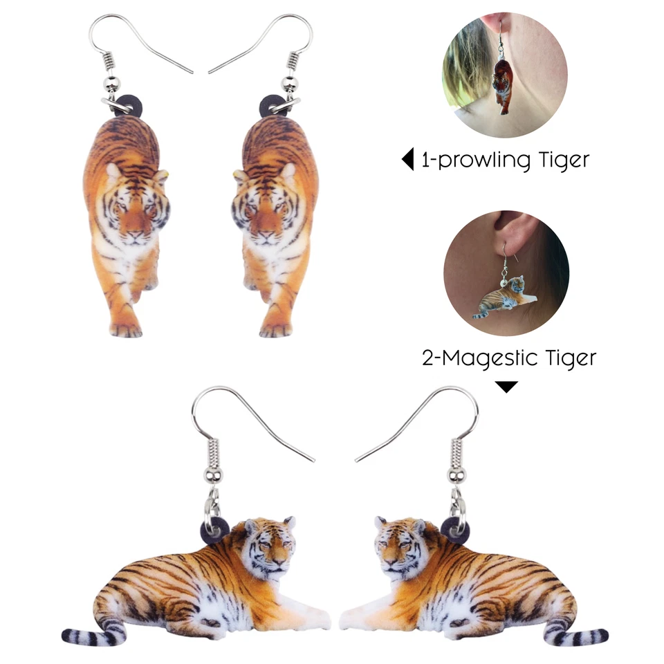 Pendientes de tigre - elige pendientes de animales tigre merodeadores o majestuosos  Foto 1 de 1