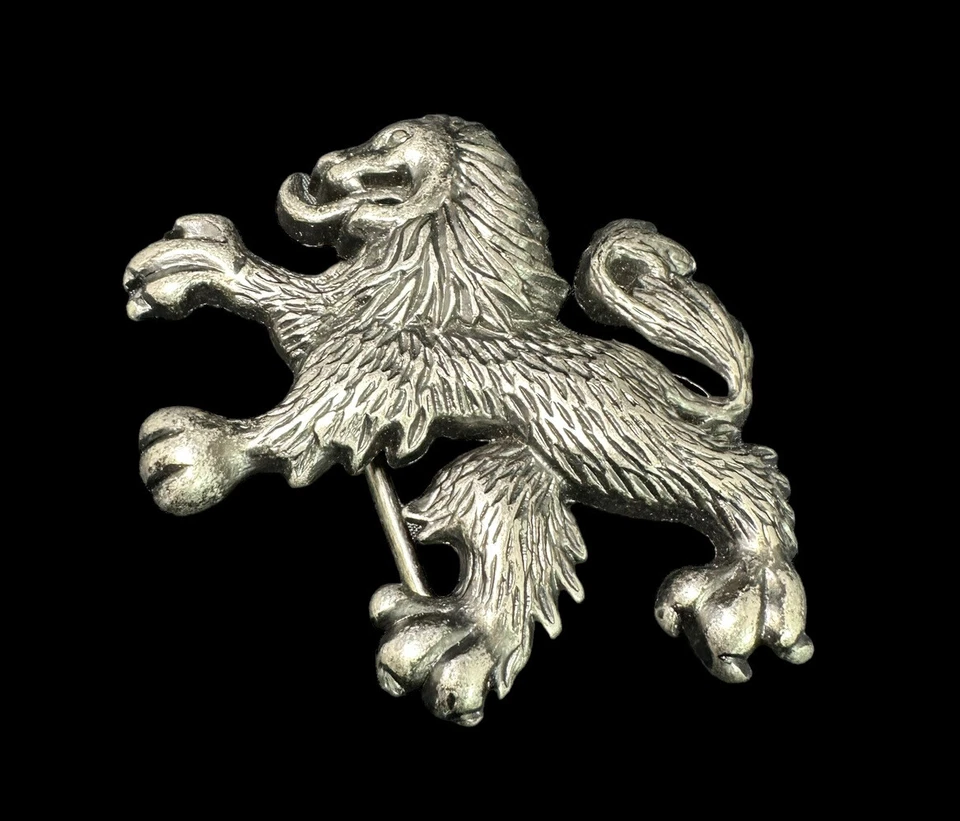 Dragon Figure Belt Buckle Silver Tone Lion Heraldic Retro Vintage - Image 1 of 4