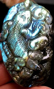 39g Lizard carving Labradorite natural crystal Hand Carved Healing q963 - Picture 1 of 6