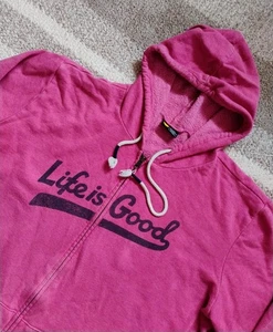 Life is Good Relaxed Fit Full Zip Hoodie Sweatshirt Women’s XXL Pink - Picture 1 of 7