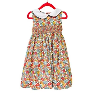 Korango Australia Vintage Floral Classic Smocked Dress Sleeveless Peter Pan Neck - Bild 1 von 10