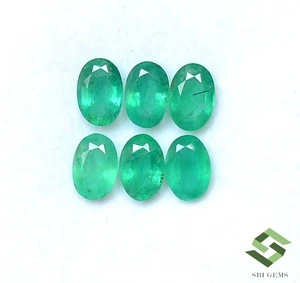 Lote de 06 piedras preciosas sueltas calibradas 3,02 CTS corte ovalado esmeralda natural de 6x4 mm - Imagen 1 de 6