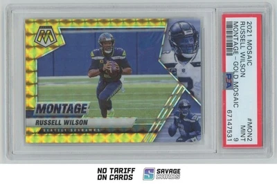 2021 Panini Mosaic Montage Gold Mosaic Russell Wilson PSA 9 01/10 . #MON-2 - Image 1 of 3
