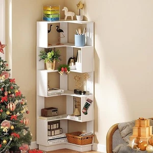 175*50*50cm L-Shape Corner Bookshelf Bookcase CDs/Movies Storage Display Rack - Picture 1 of 14