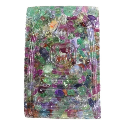 Handmade Gautama Buddha Thai Figure Statue Natural Ruby Emerald Sapphire 52.93ct - Image 1 of 4