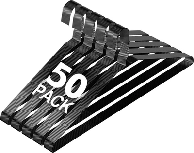 50 Pack Black Metal Hangers – 16” Heavy Duty Wire for Suits, Shirts, Pants - Image 1 of 4