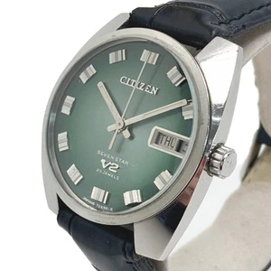 Used Citizen Seven Star V2 Day Date 25 Stones 4-722248 Green Automatic Men'S Wat - Picture 1 of 8