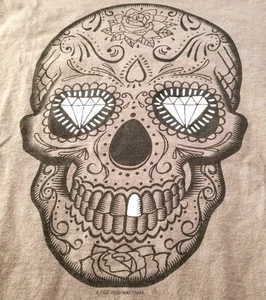 Audio Council Herren Vintage grau Totenkopf Diamant Kurzarm T-Shirt Größe Medium - Bild 1 von 6
