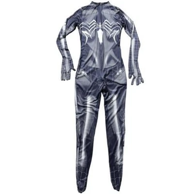 NEW Small Gray Spiderwoman Spiderman Girl Catsuit Crotchless Jumpsuit Costume - Image 1 of 4
