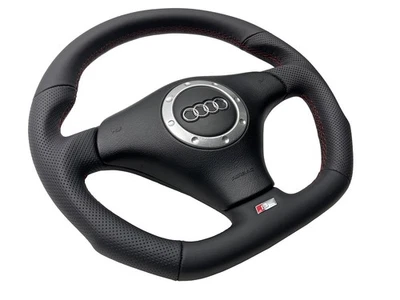 TUNING Lenkrad Lederlenkrad AUDi TT 8N 98-01 Daumen ABGEFLACHT Airbag S-Line - Bild 1 von 4