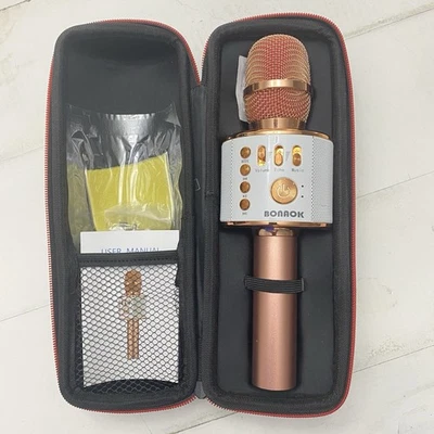 Altavoz HIFi BONAOK Q37 Inalámbrico Bluetooth Karaoke Microphine Oro Rosa con Estuche Foto 1 de 4