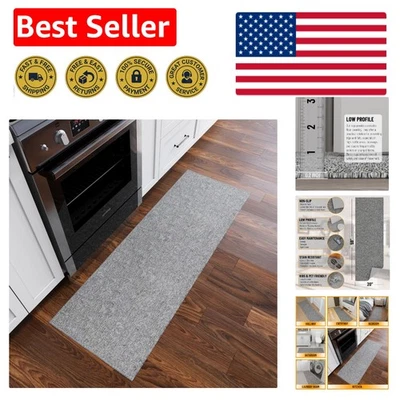 Durable 20" x 59" Gray Hallway Runner - Ultra-Thin, Non-Slip & Stain Resistant - Image 1 of 4