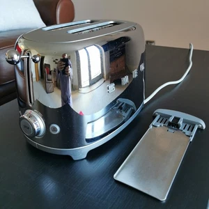 Smeg 2 Slice Toaster Extra Wide Slots Retro TSF01SSUK S/S with Chrome Finish - Picture 1 of 13