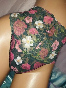DE COLECCIÓN SEDOSO NAILON FLORAL SISSY RETRO TANGA ENCAJE BRAGAS HANKY PANKY NUEVO CON ETIQUETAS OS 32$ - Imagen 1 de 4
