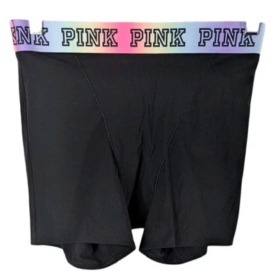 Victorias Secret PINK Yoga Shorts Bike Hot Pants Small Rainbow Black Volleyball - Image 1 of 4