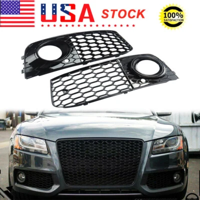 For 09-12 AUDI A4 B8 RS4 TYPE HONEYCOMB HEX MESH FOG LIGHT OPEN VENT GRILL BLACK - Image 1 of 4