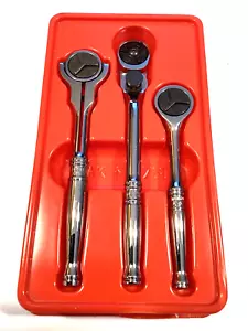 Snap On Tools 3 Piece 1/4” Drive Round Head Ratchet Set T860MP TM738 TM739 MINT - Picture 1 of 12