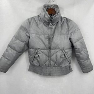 Columbia Jacket Girls 6X Zip Insulated Puffer Vest Lined Satin Gray Floral Snow - Picture 1 of 17