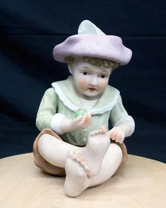 Bisque child with apple and Tyrolean hat Germany Andrea or German FREE SHIPPING - Picture 1 of 14