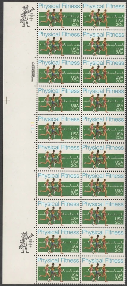 US Scott #2043 "Physical Fitness" Plate block of 20, MNH - Image 1 of 1