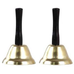 2x Gold Hand bell Call Bell Service Bell Attention Alarm Bell Christmas Xmas - Picture 1 of 3