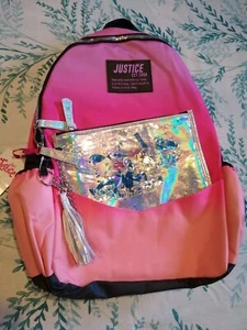 Justice Pink Ombre Full Size Rucksack mit abnehmbarem Beutel neu mit Etikett - Bild 1 von 6