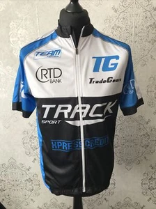 MENS CYCLING JERSEY SIZE LARGE CRANE Blue White Black Short Sleeve CB12 - Picture 1 of 8