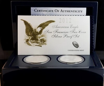 2012-S Franklin Mint American Eagle Two Coin Silver Proof Set w/Box & COA  - Image 1 of 4