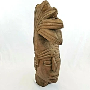 Mayan Lord King Pacal Wood Carving Sculpture 20" Handcarved Vintage Folk Art - Picture 1 of 12