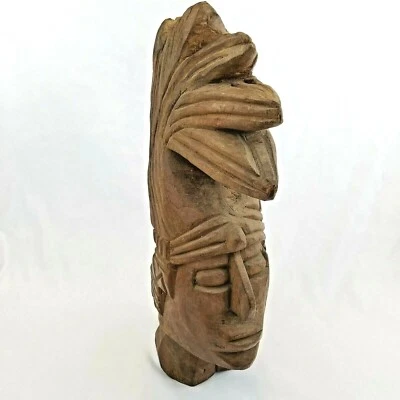Escultura tallada en madera Maya Lord King Pacal 20" tallada a mano arte popular vintage Foto 1 de 4