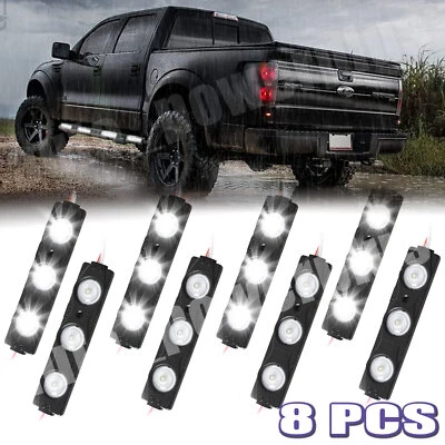 Kit de 24 luces LED impermeables para cama de camioneta pickup blanco con interruptor X 8 piezas Foto 1 de 4