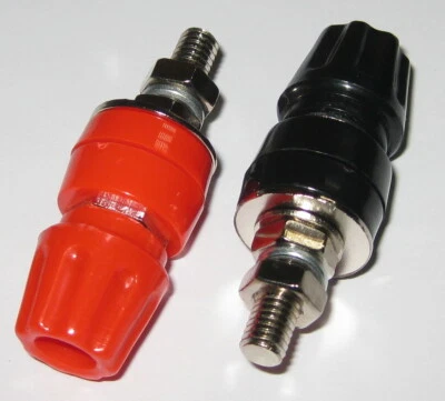 Heavy Duty Banana Binding Post Pair - 45A - 30 VAC / 60 VDC - M6 - Red / Black - Image 1 of 4