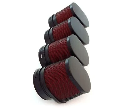 4 Pack Black Red High Flow Oval Air Filter Pod 54mm Motorcycle Scooter Moped ATV - Image 1 of 4