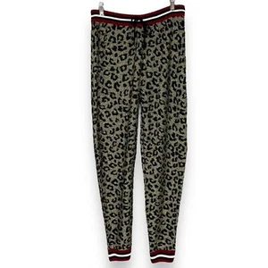 ASOS Track Pants Leopard Print Metallic Women Size Medium Long Tall Knit Lounge - Picture 1 of 11