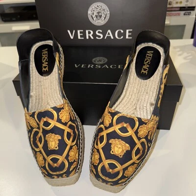Alpargatas de lona Versace St. Barocco Heritage para hombre talla 42,5 (US 9,5) NUEVAS EN CAJA Foto 1 de 4