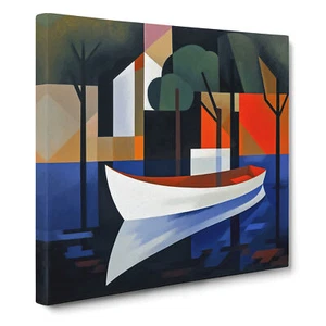 Boat On A Lake Suprematism No.2 Canvas Wall Art Print Framed Picture Home Decor - Picture 1 of 4