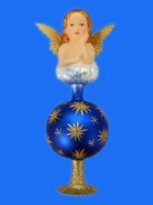 INGE GLAS HEIRLOOMS ANGEL FINIAL TREE TOPPER GERMAN GLASS CHRISTMAS ORNAMENT - Picture 1 of 1